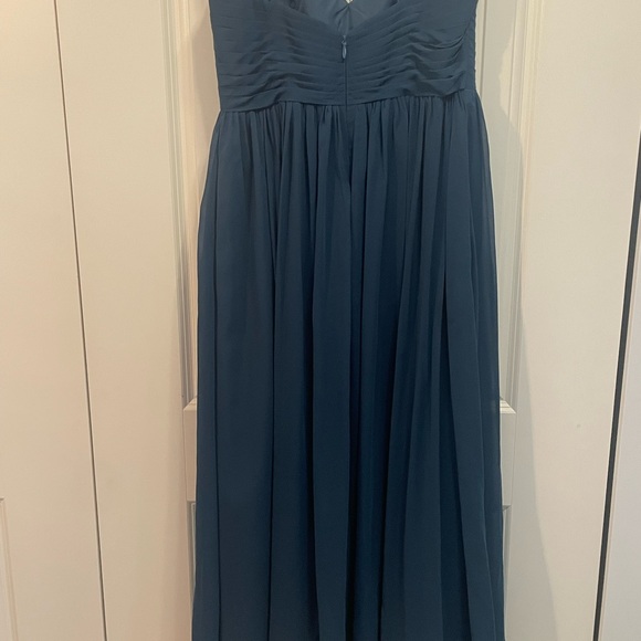 Azazie Alia long chiffon dress- colour Neptune - Picture 4 of 5